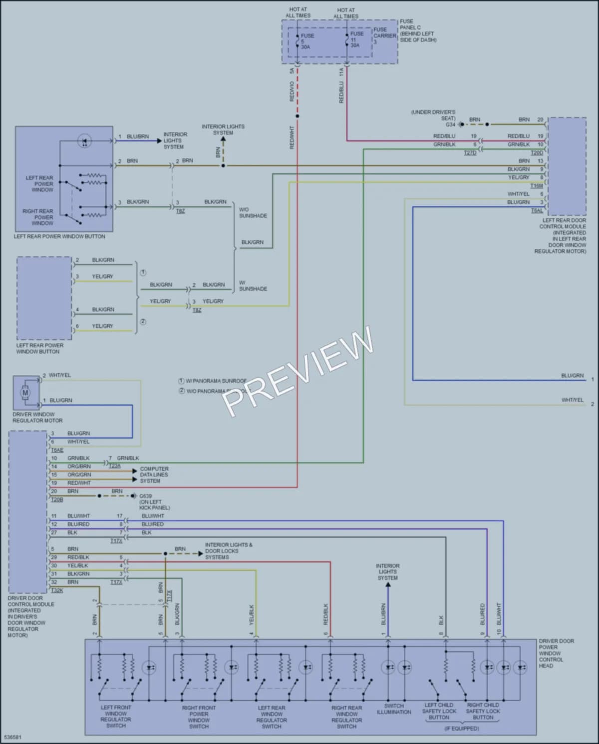2017 Audi A8 Power Windows wiring diagram preview