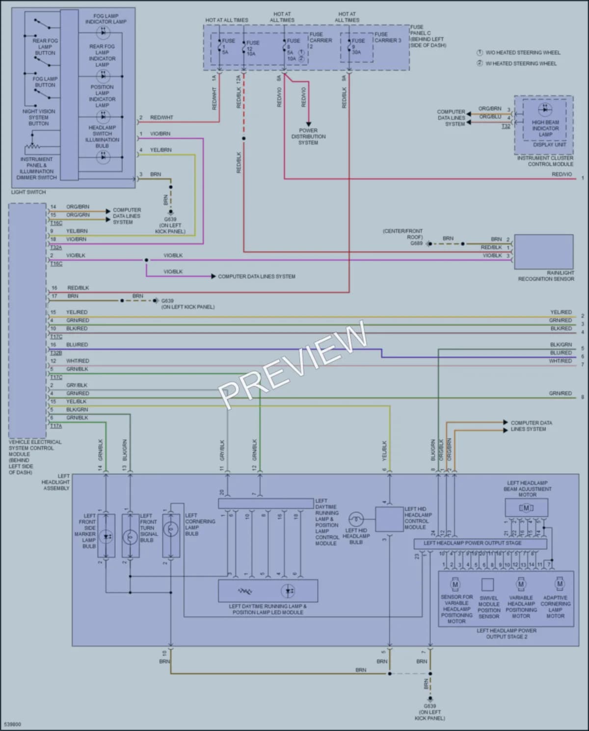 2017 Audi A8L Headlights wiring diagram preview