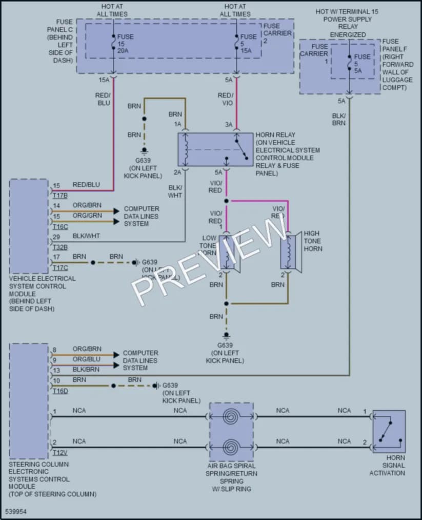 2017 Audi A8L Horn wiring diagram preview