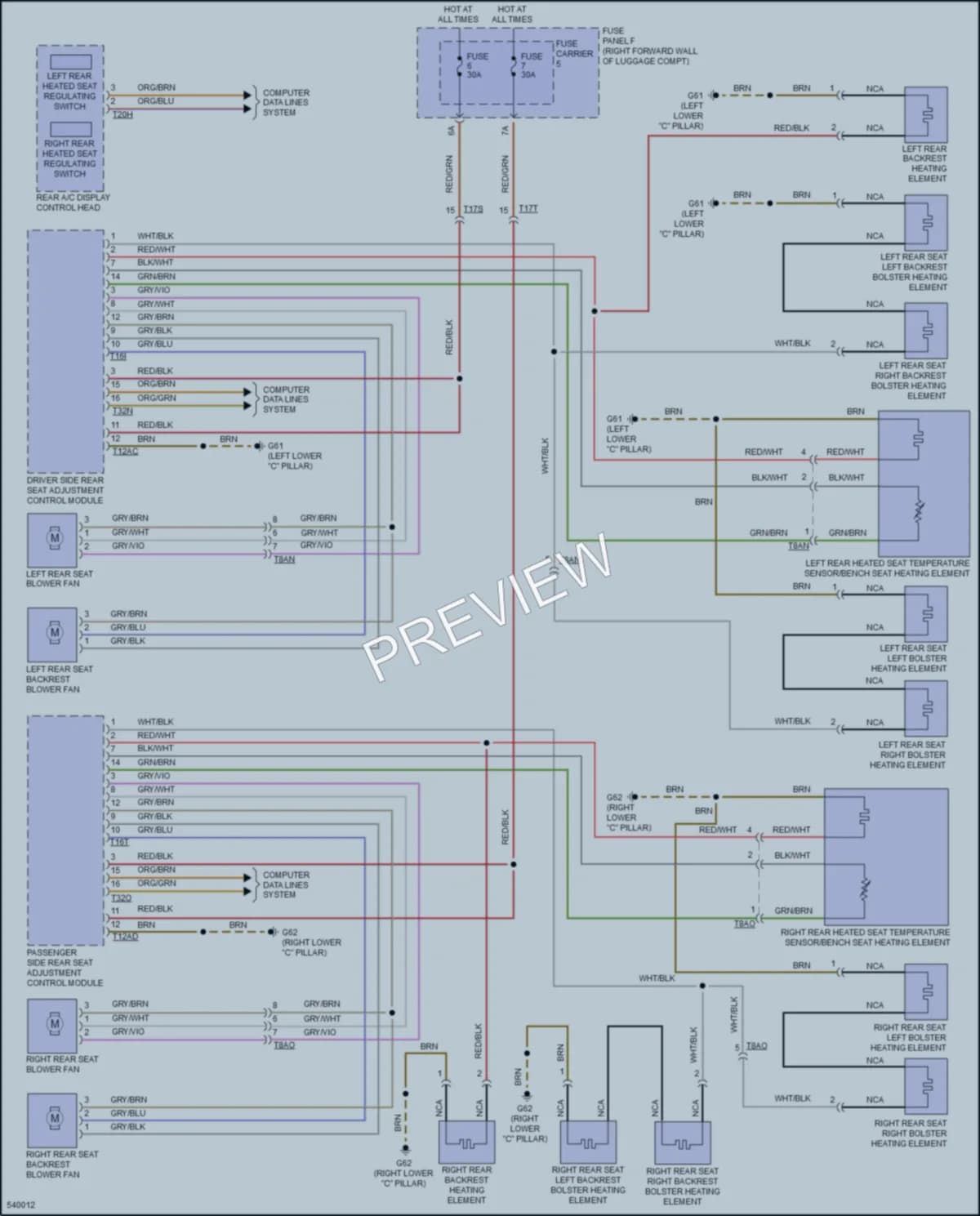 2017 Audi A8L Power Seats wiring diagram preview