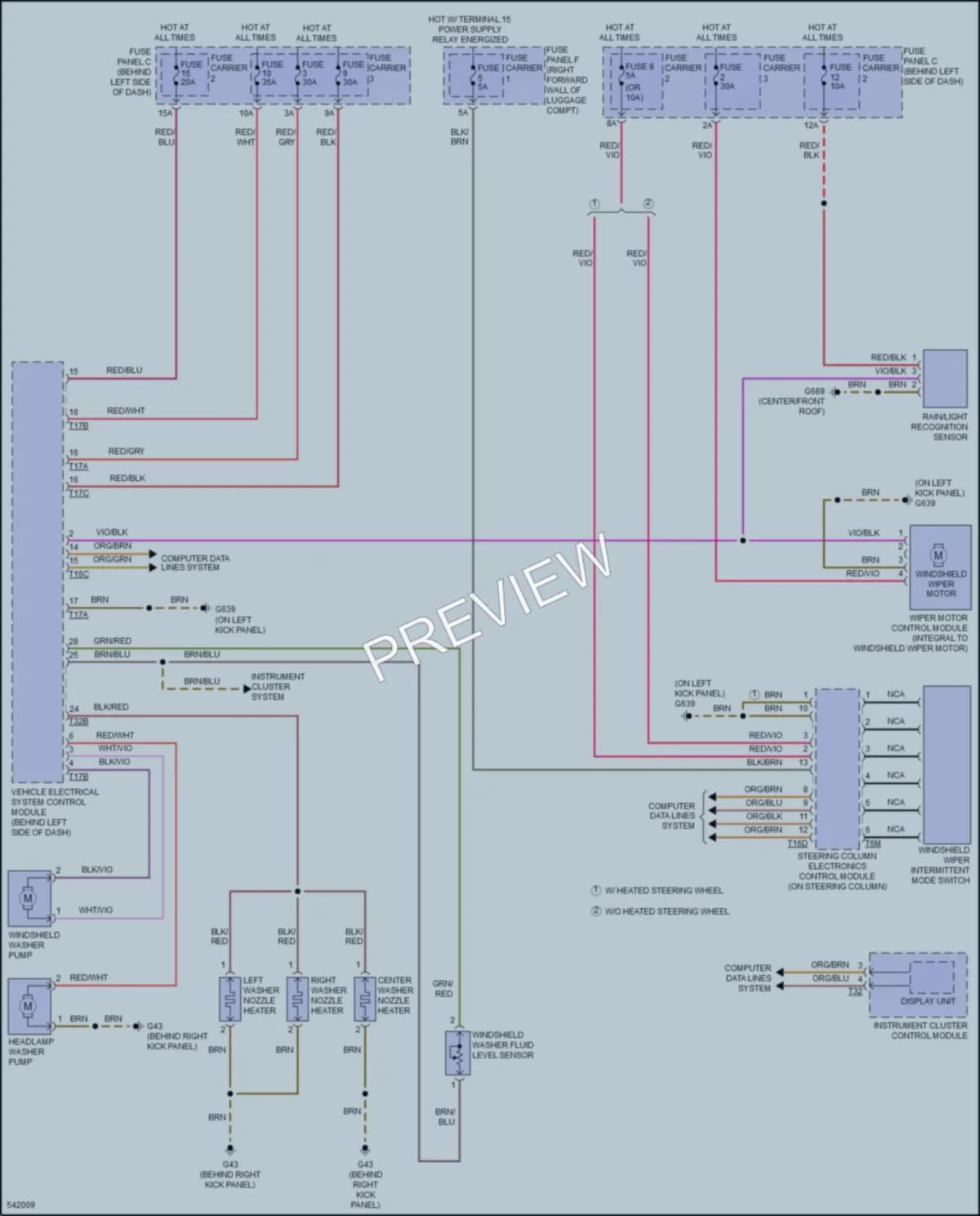 2017 Audi A8L Wiper Washer wiring diagram preview