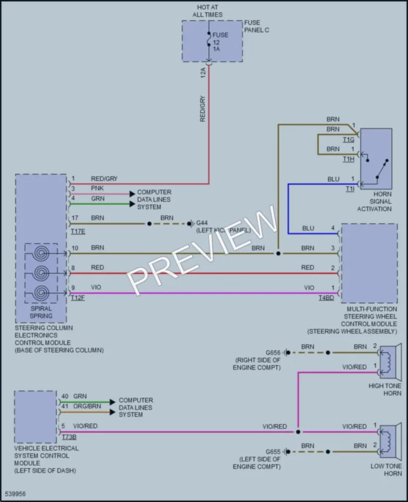 2017 Audi Q7 Horn wiring diagram preview