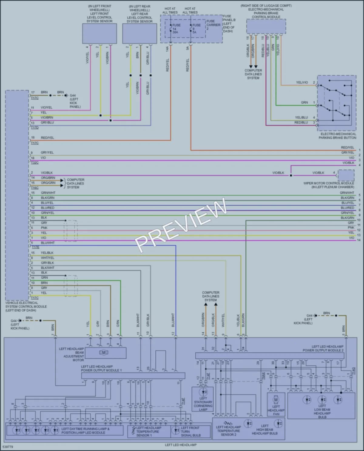 2017 Audi RS7 Headlights wiring diagram preview