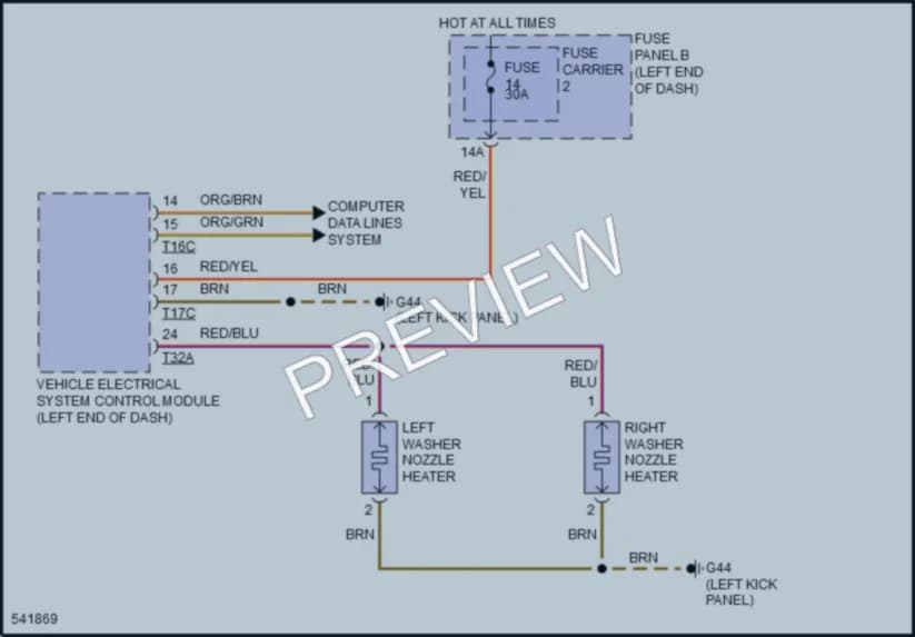 2017 Audi RS7 Wiper Washer wiring diagram preview