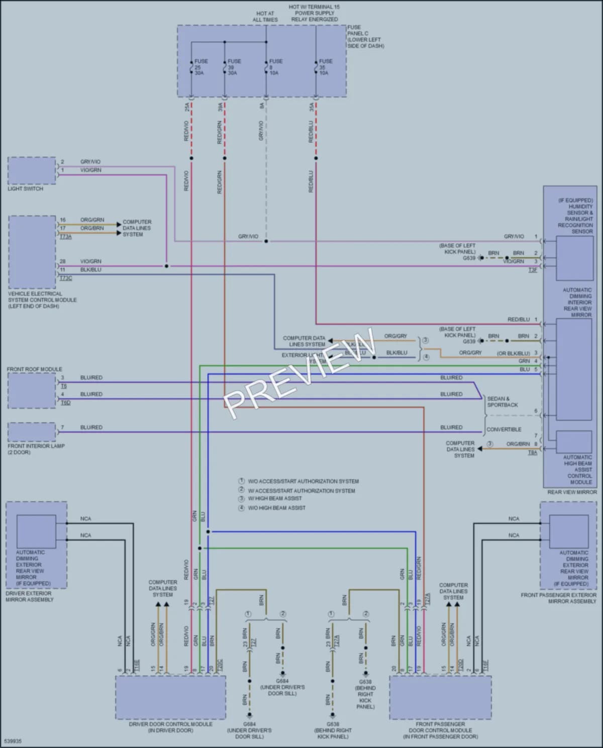 2017 Audi S3 Power Mirrors wiring diagram preview