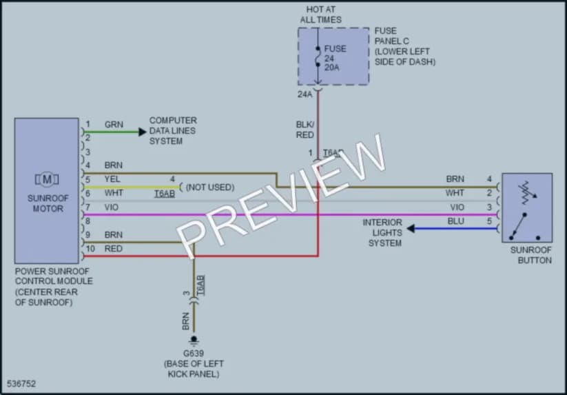 2017 Audi S3 Power Top Sunroof wiring diagram preview
