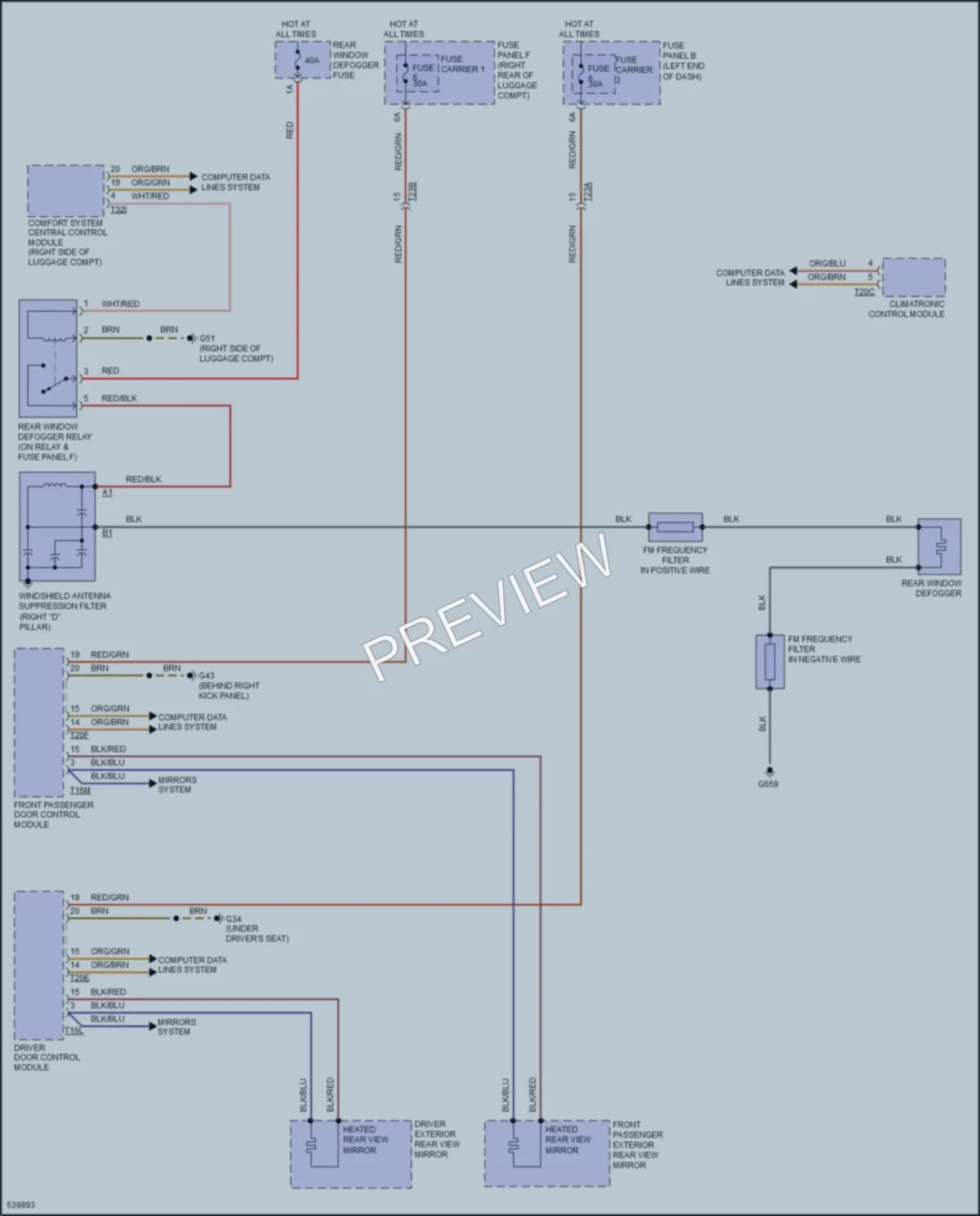 2017 Audi S6 Defoggers wiring diagram preview