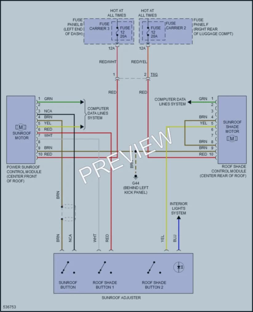 2017 Audi S6 Power Top Sunroof wiring diagram preview