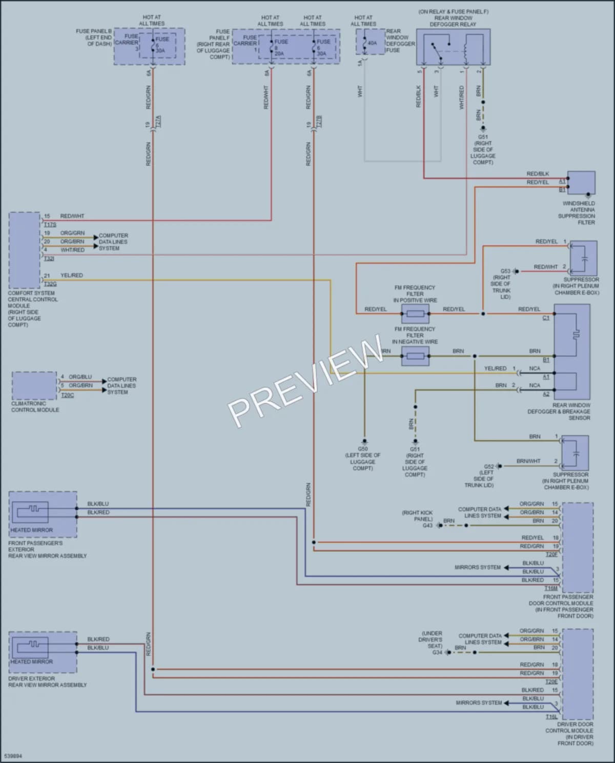 2017 Audi S7 Defoggers wiring diagram preview