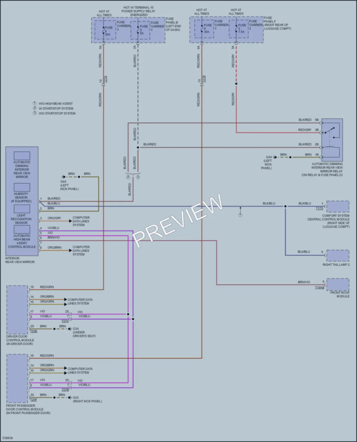 2017 Audi S7 Power Mirrors wiring diagram preview