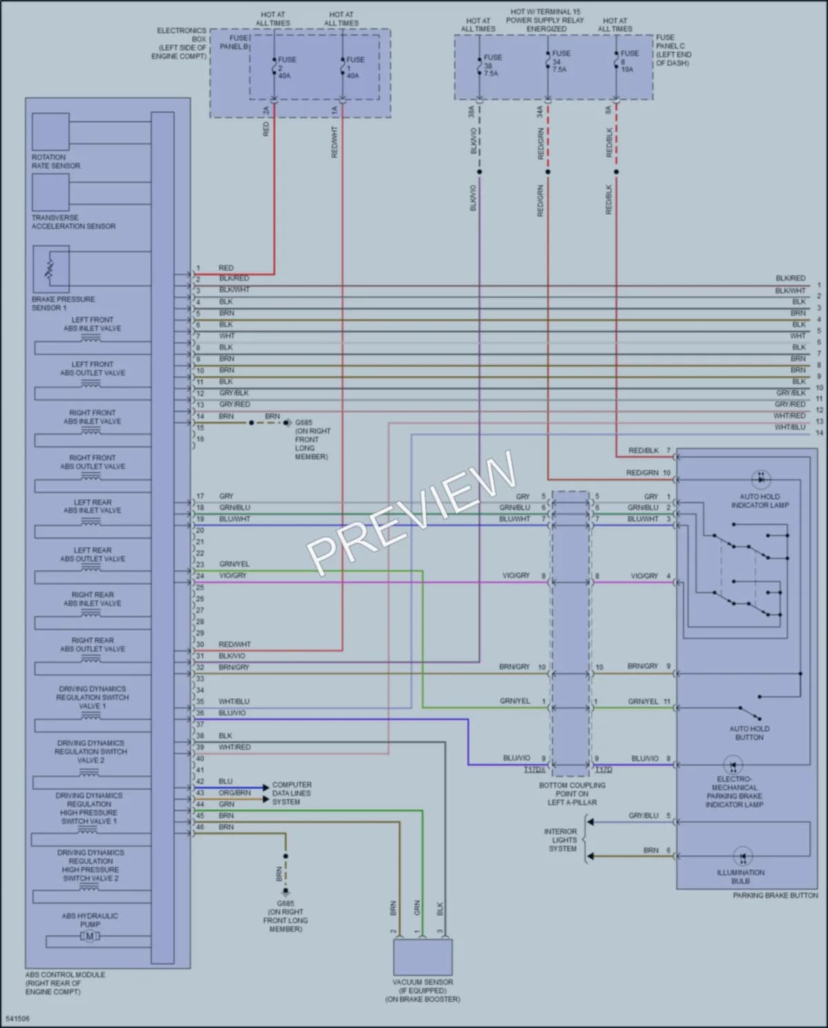 2017 Audi TT Anti Lock Brakes wiring diagram preview