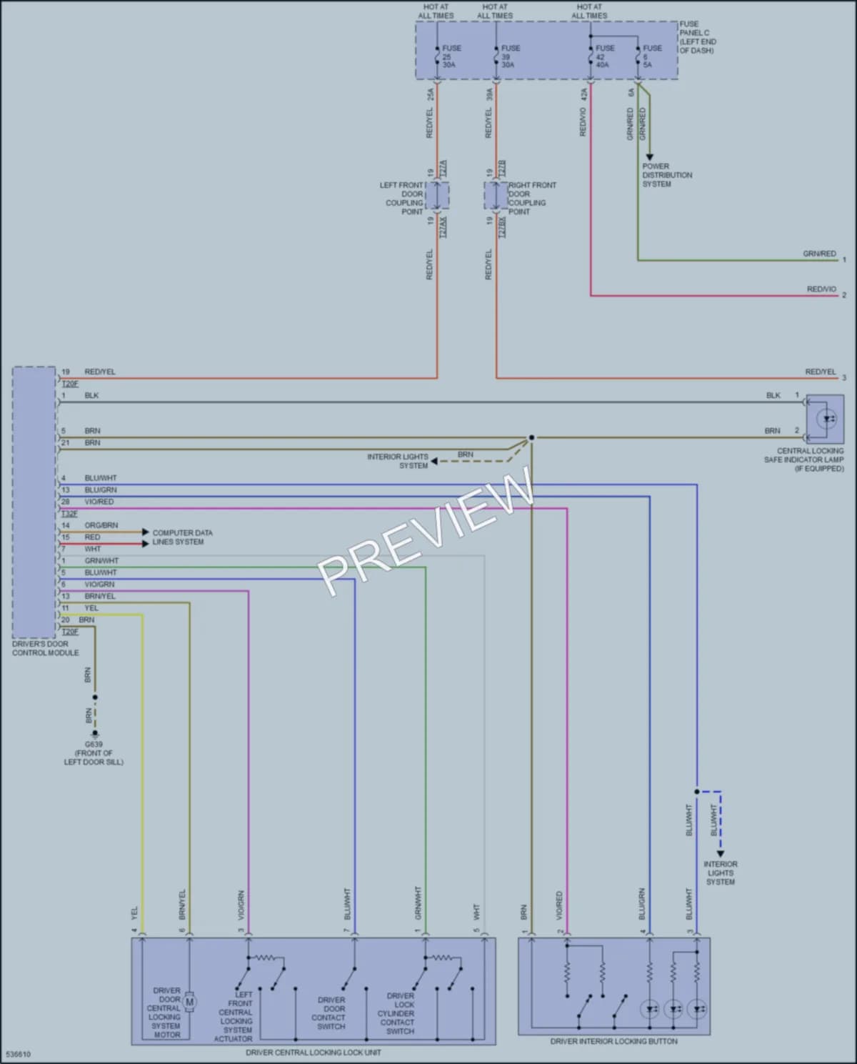 2017 Audi TT Power Door Locks wiring diagram preview