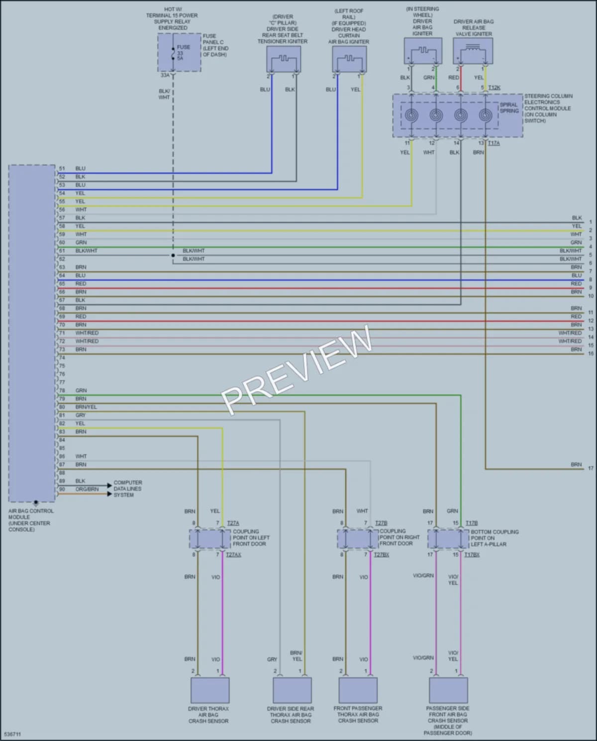 2017 Audi TT Supplemental Restraints wiring diagram preview