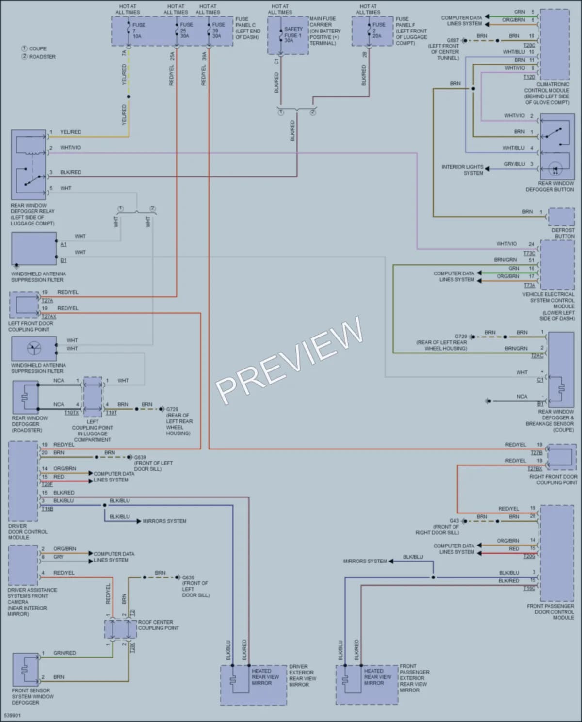 2017 Audi TTS Defoggers wiring diagram preview