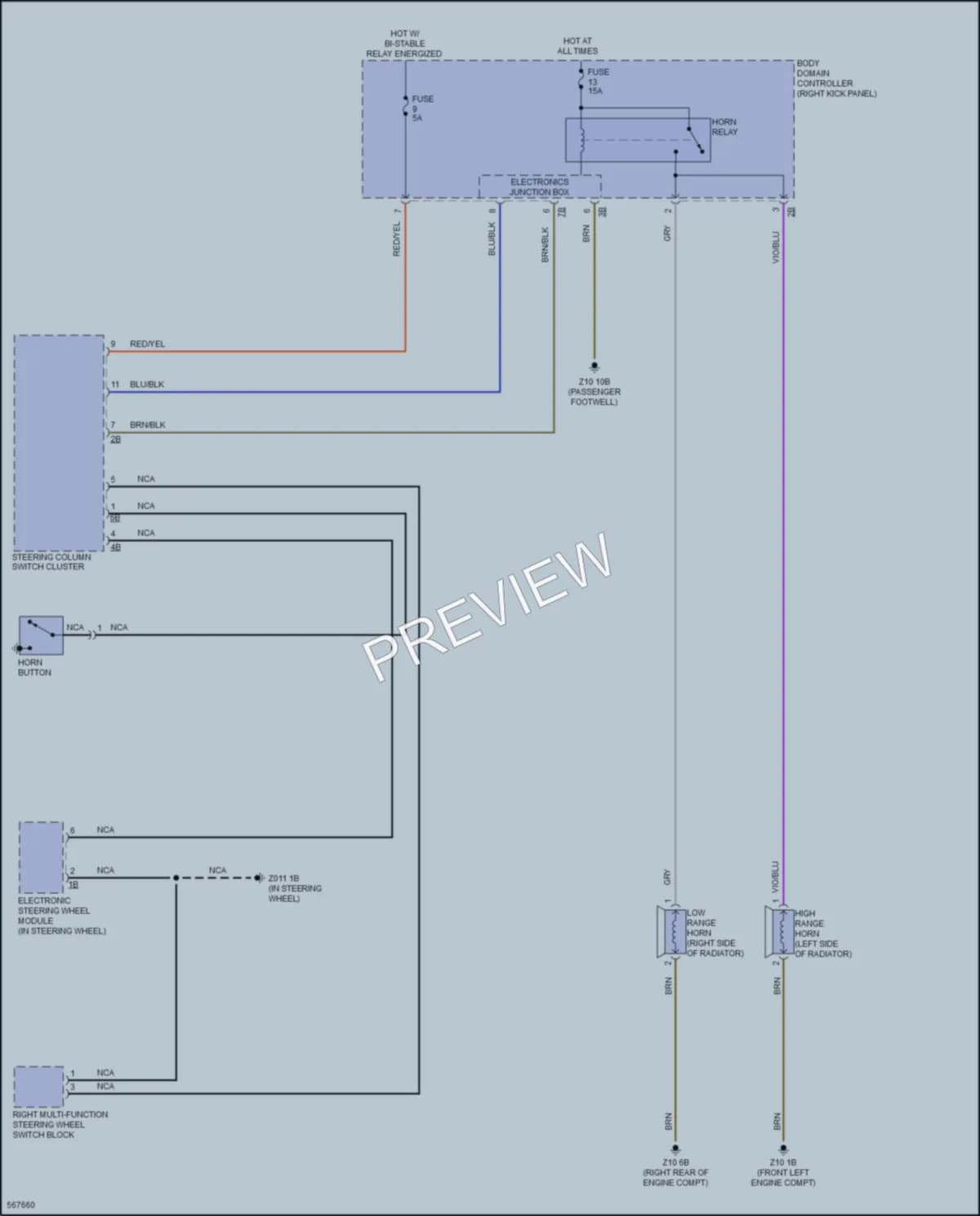 2017 BMW X5M Horn wiring diagram preview