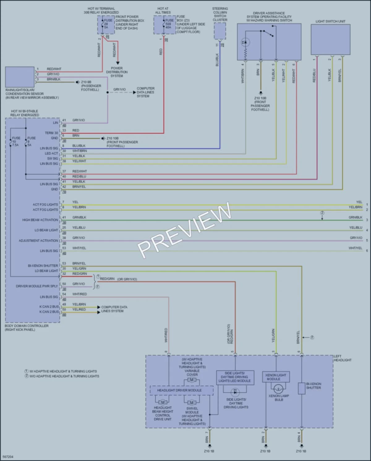 2017 BMW X6M Headlights wiring diagram preview