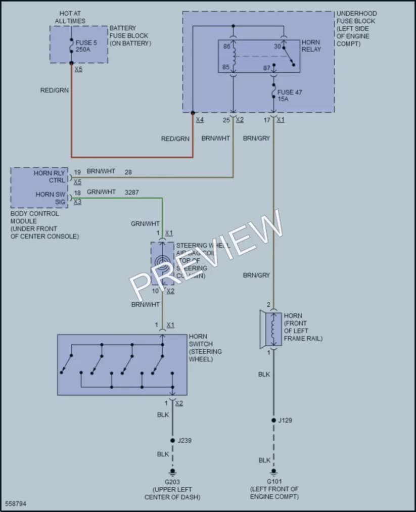 2017 Buick Cascada Horn wiring diagram preview