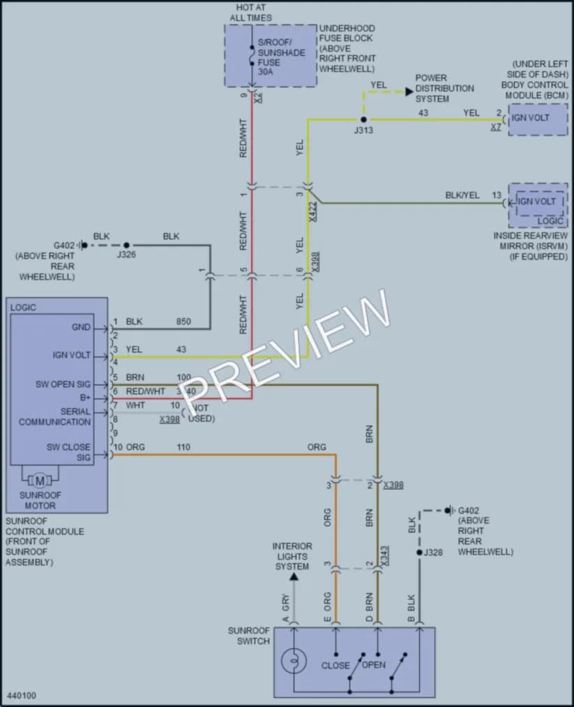 2017 Buick Enclave Power Top Sunroof wiring diagram preview