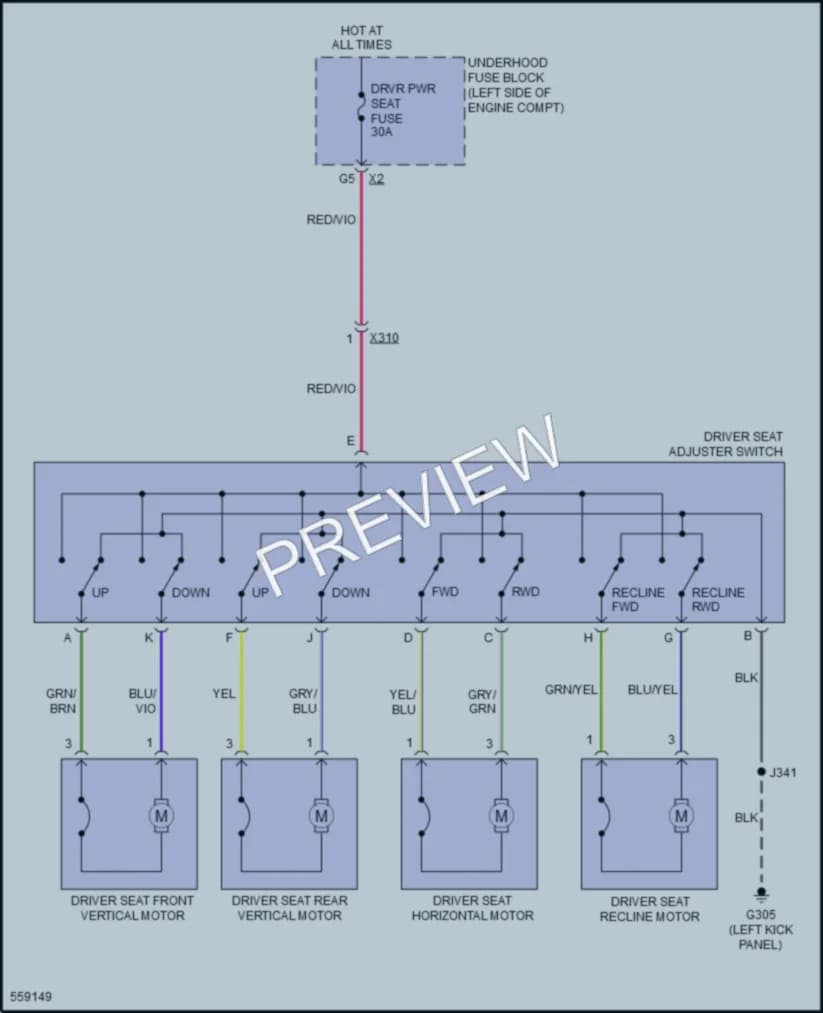 2017 Buick LaCrosse Power Seats wiring diagram preview