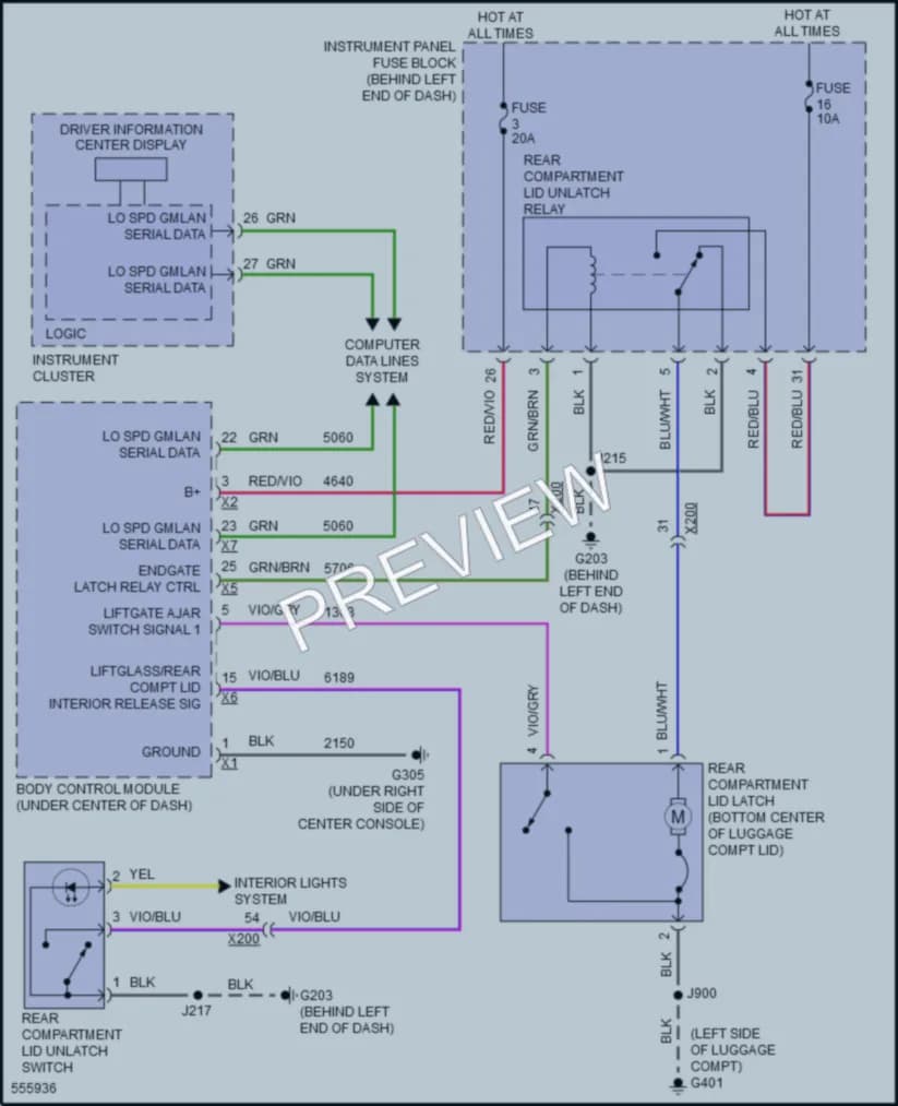 2017 Buick Verano Trunk Tailgate Fuel Door wiring diagram preview