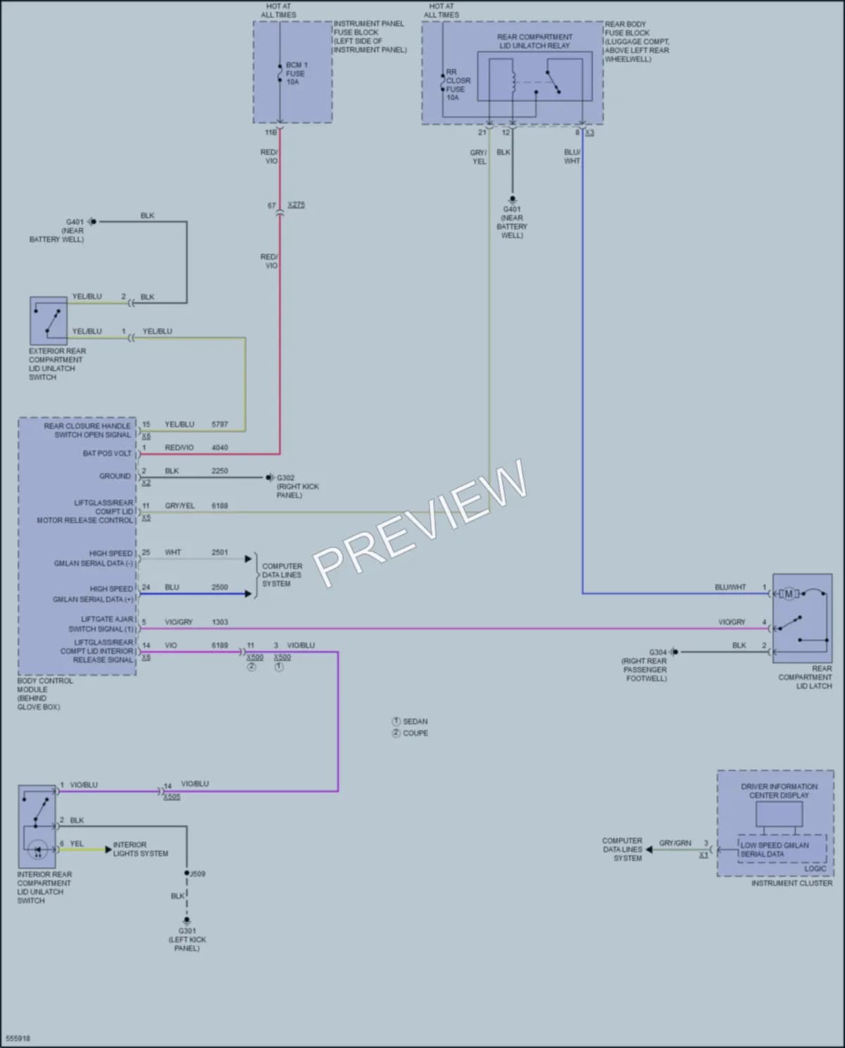 2017 Cadillac ATS Trunk Tailgate Fuel Door wiring diagram preview