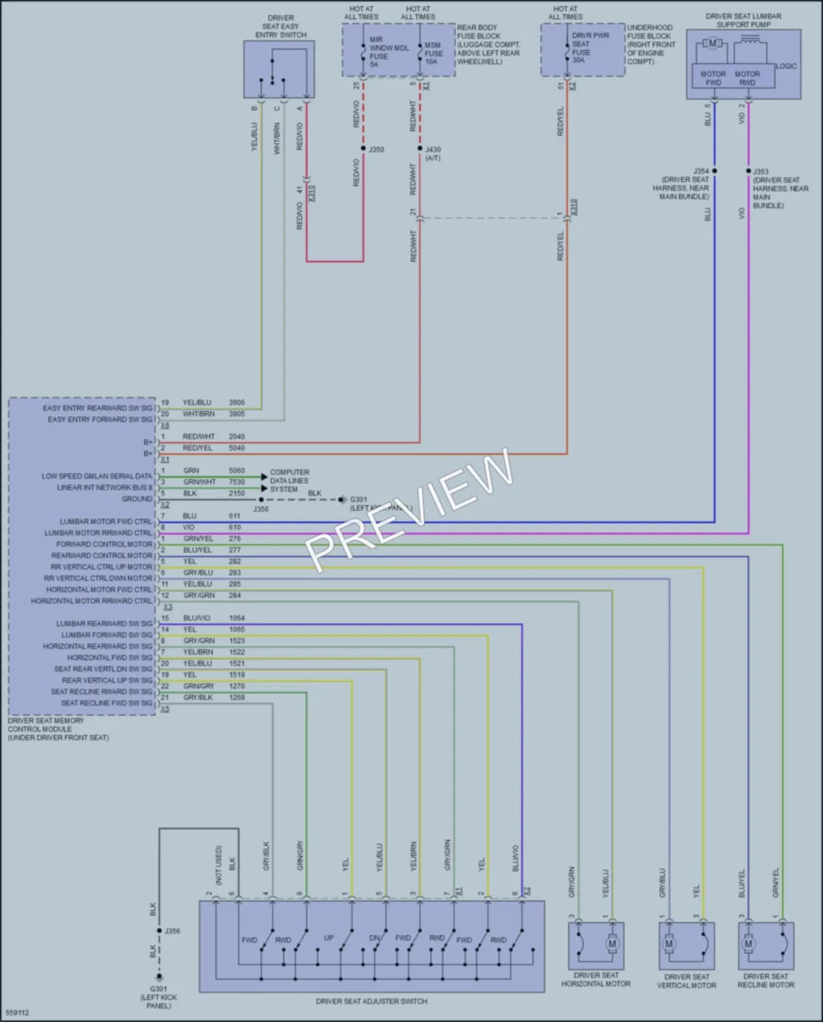 2017 Cadillac ATSV Power Seats wiring diagram preview