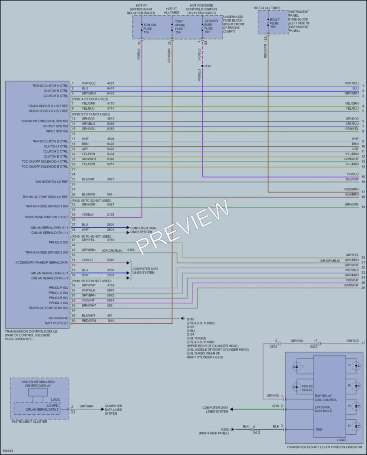 2017 Cadillac ATSV Transmission wiring diagram preview