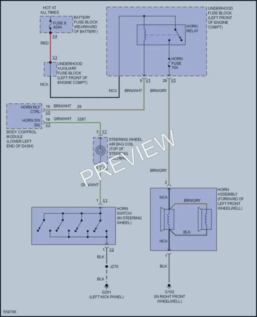 2017 Cadillac CT6 Horn wiring diagram preview
