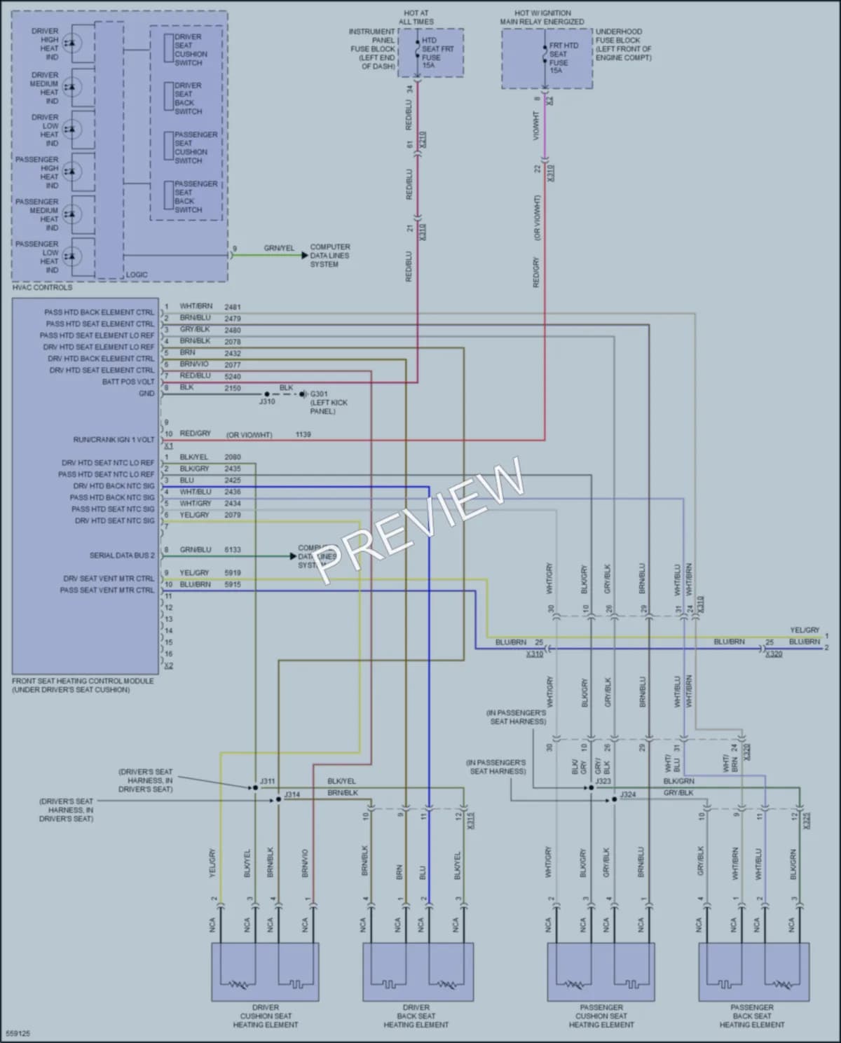 2017 Cadillac CT6 Power Seats wiring diagram preview