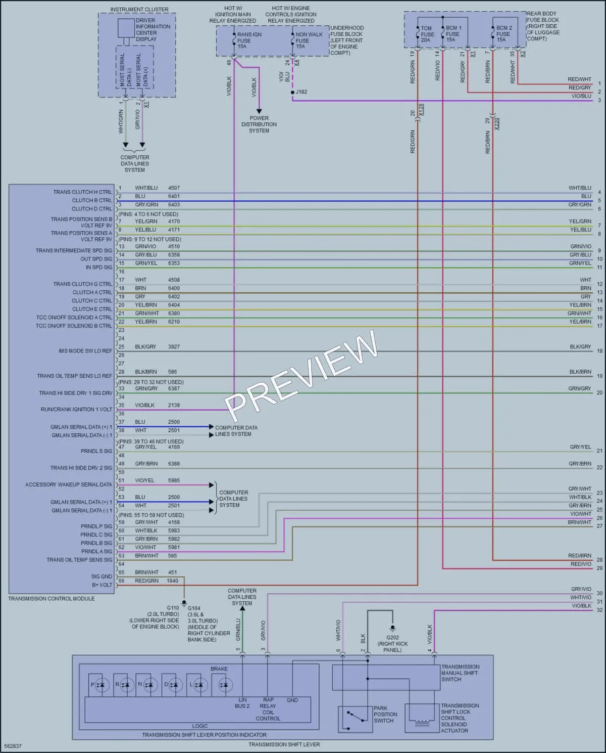 2017 Cadillac CT6 Transmission wiring diagram preview