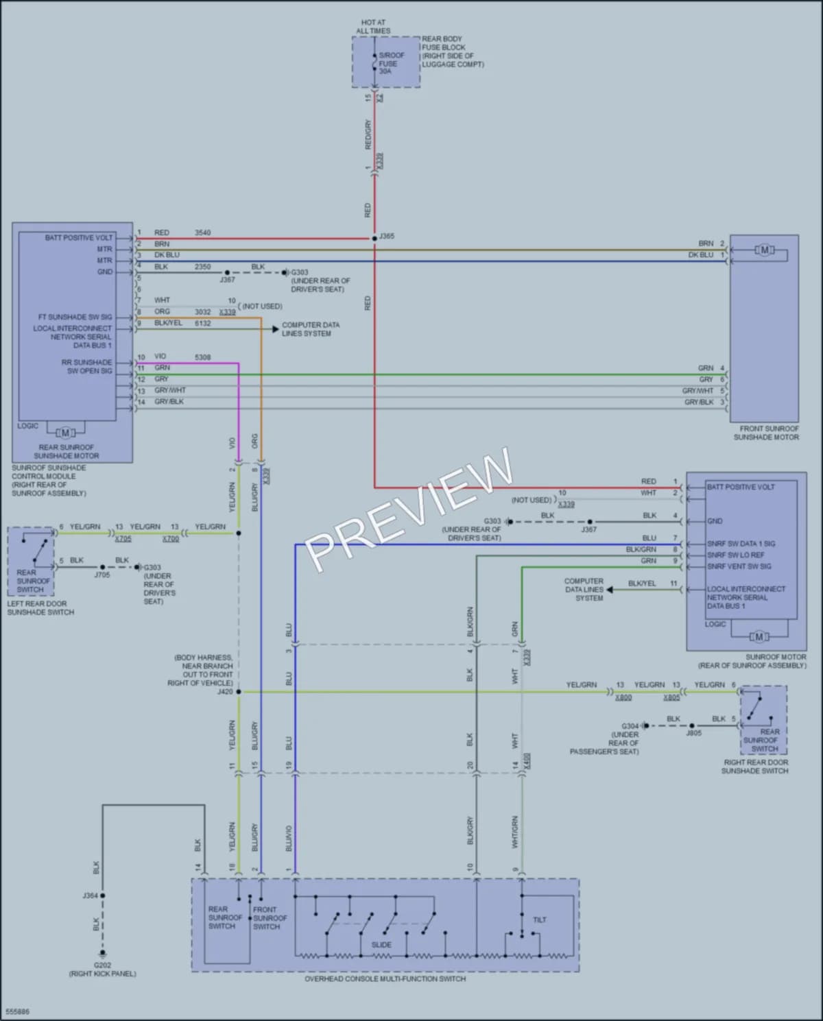 2017 Cadillac CT6PlugIn Power Top Sunroof wiring diagram preview