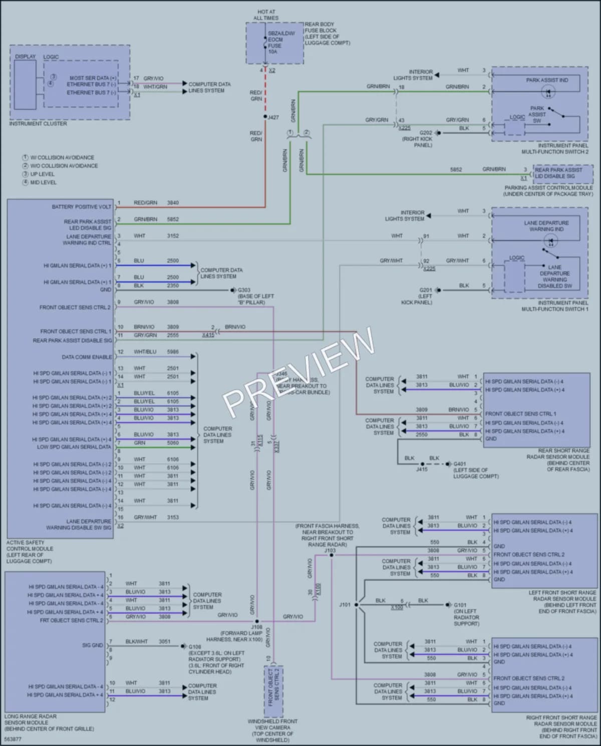 2017 Cadillac CTS Instrument Cluster wiring diagram preview
