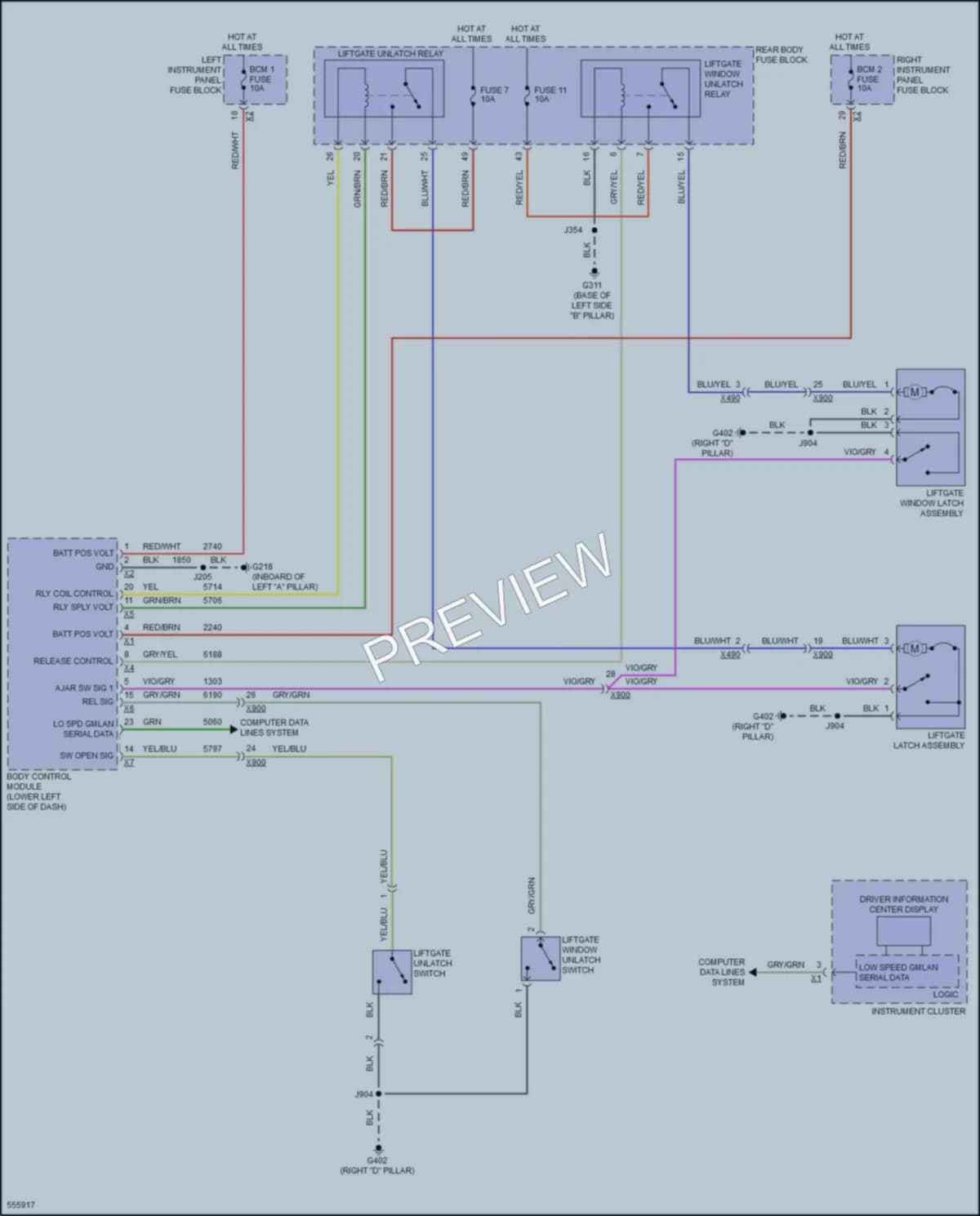2017 Cadillac EscaladeESV Trunk Tailgate Fuel Door wiring diagram preview