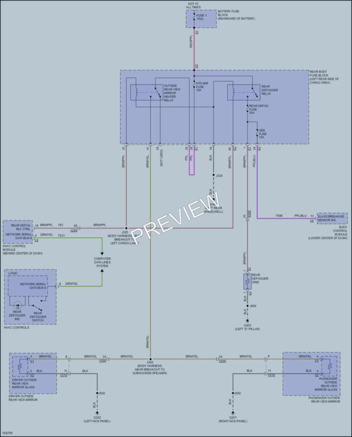 2017 Cadillac XT5 Defoggers wiring diagram preview