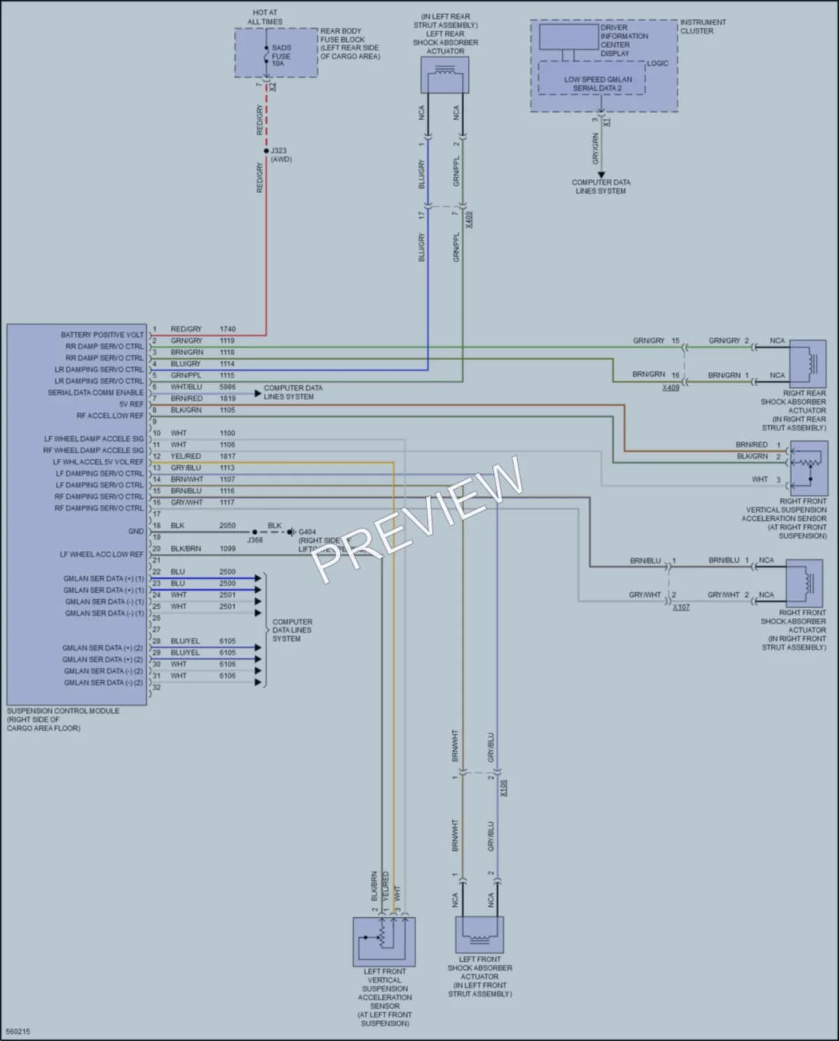 2017 Cadillac XT5 Electronic Suspension wiring diagram preview