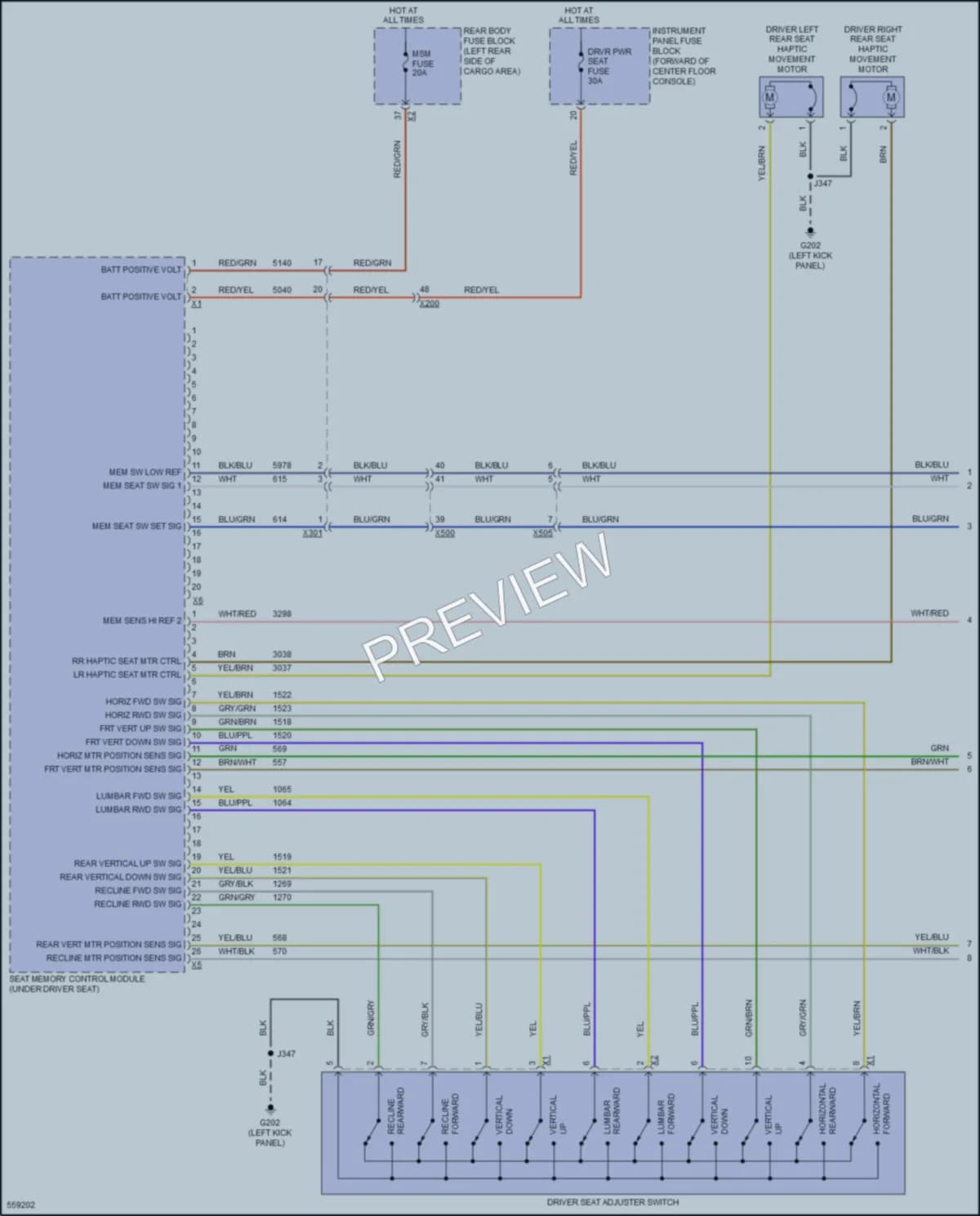 2017 Cadillac XT5 Memory Systems wiring diagram preview