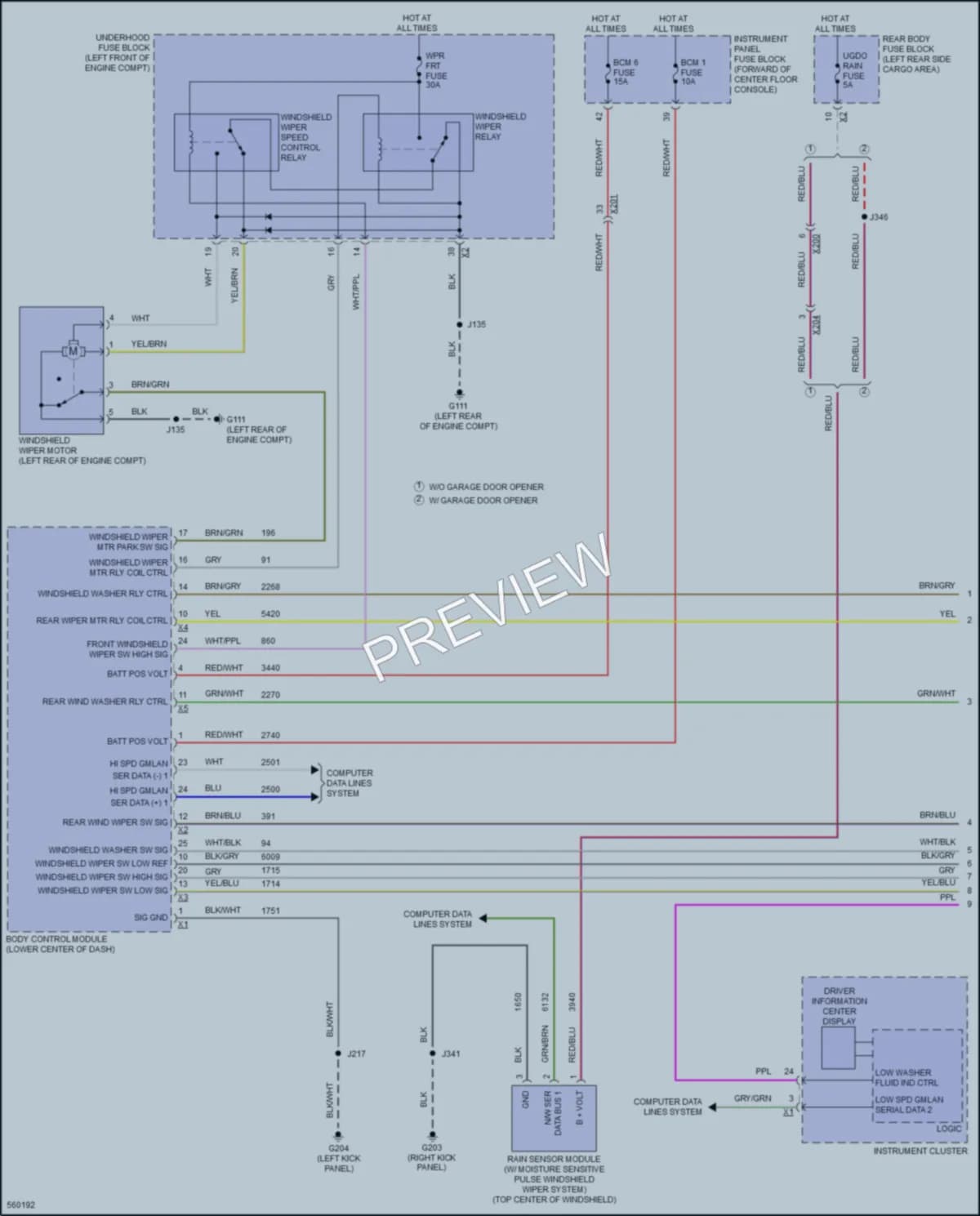 2017 Cadillac XT5 Wiper Washer wiring diagram preview