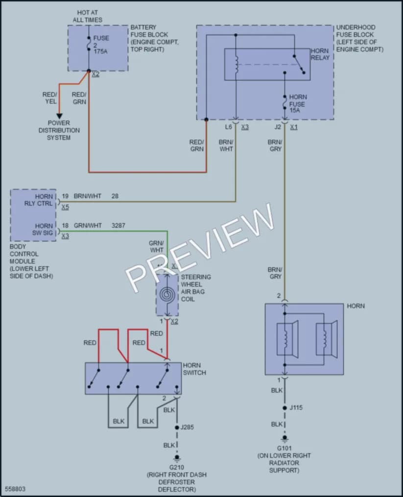 2017 Chevrolet 1500Silverado Horn wiring diagram preview