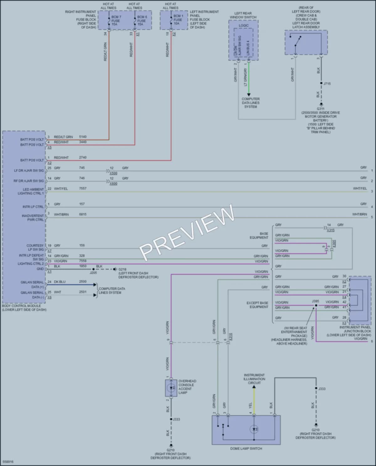 2017 Chevrolet 1500Silverado Interior Lights wiring diagram preview