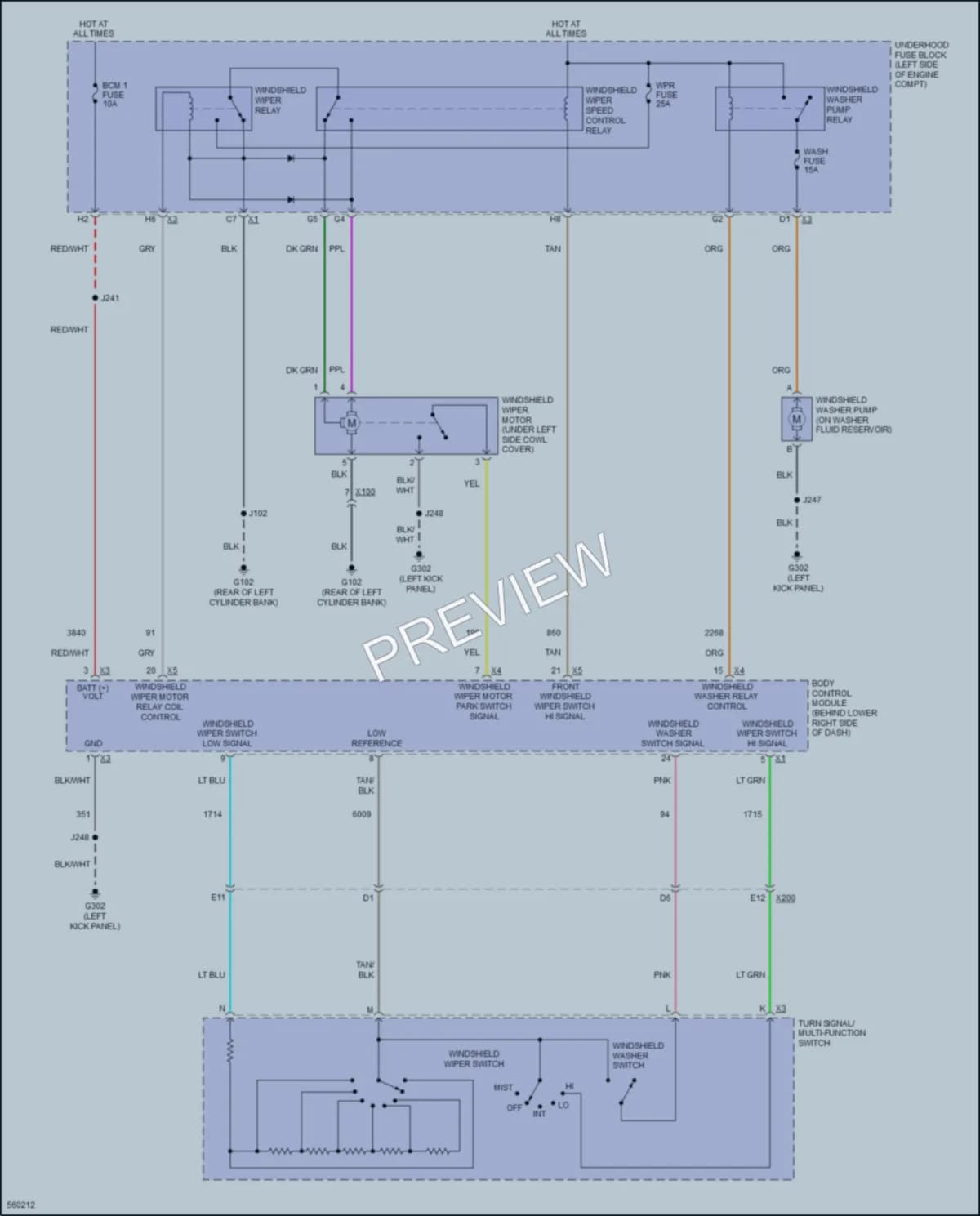 2017 Chevrolet 2500Express Wiper Washer wiring diagram preview