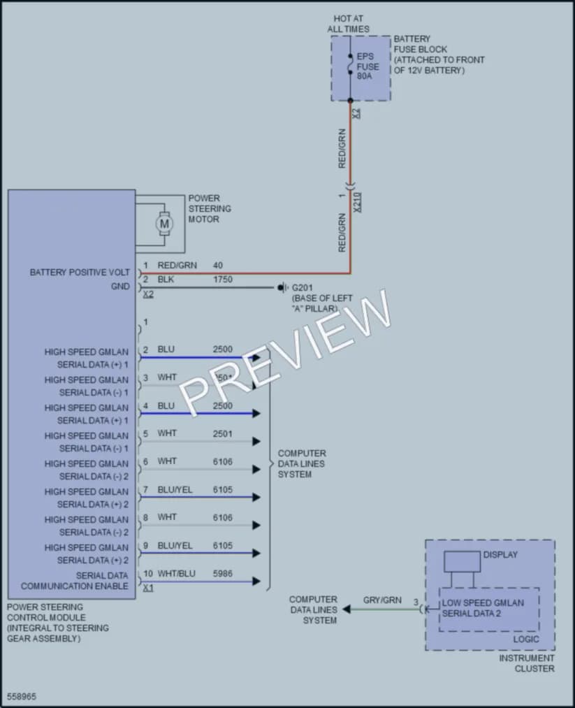 2017 Chevrolet Bolt Electronic Power Steering wiring diagram preview