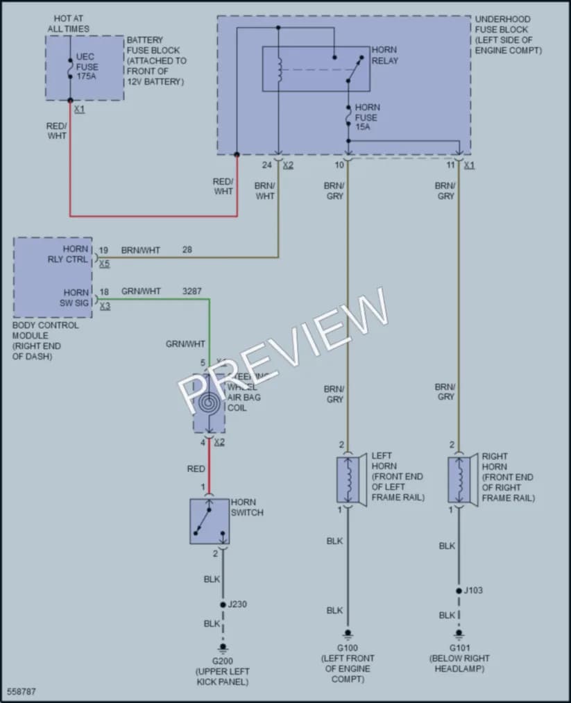 2017 Chevrolet BoltEV Horn wiring diagram preview