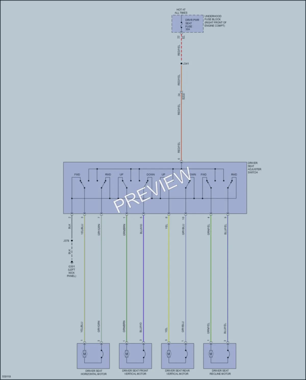 2017 Chevrolet Camaro Power Seats wiring diagram preview