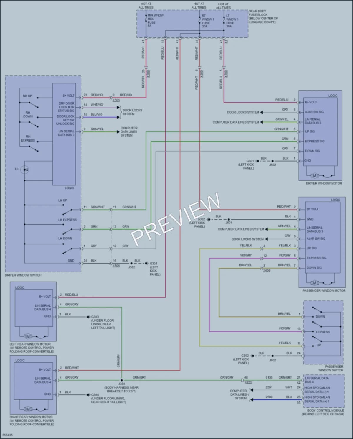 2017 Chevrolet Camaro Power Windows wiring diagram preview