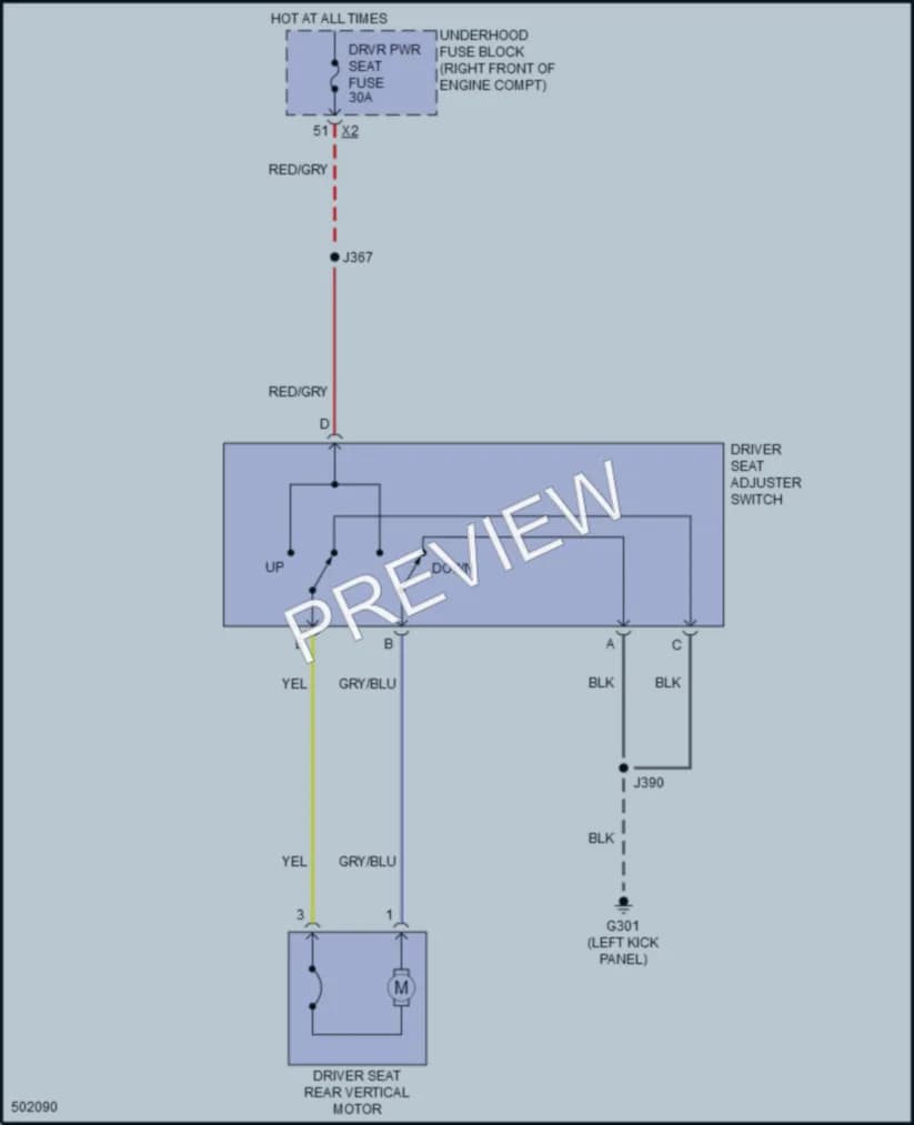 2017 Chevrolet CapricePPV Power Seats wiring diagram preview