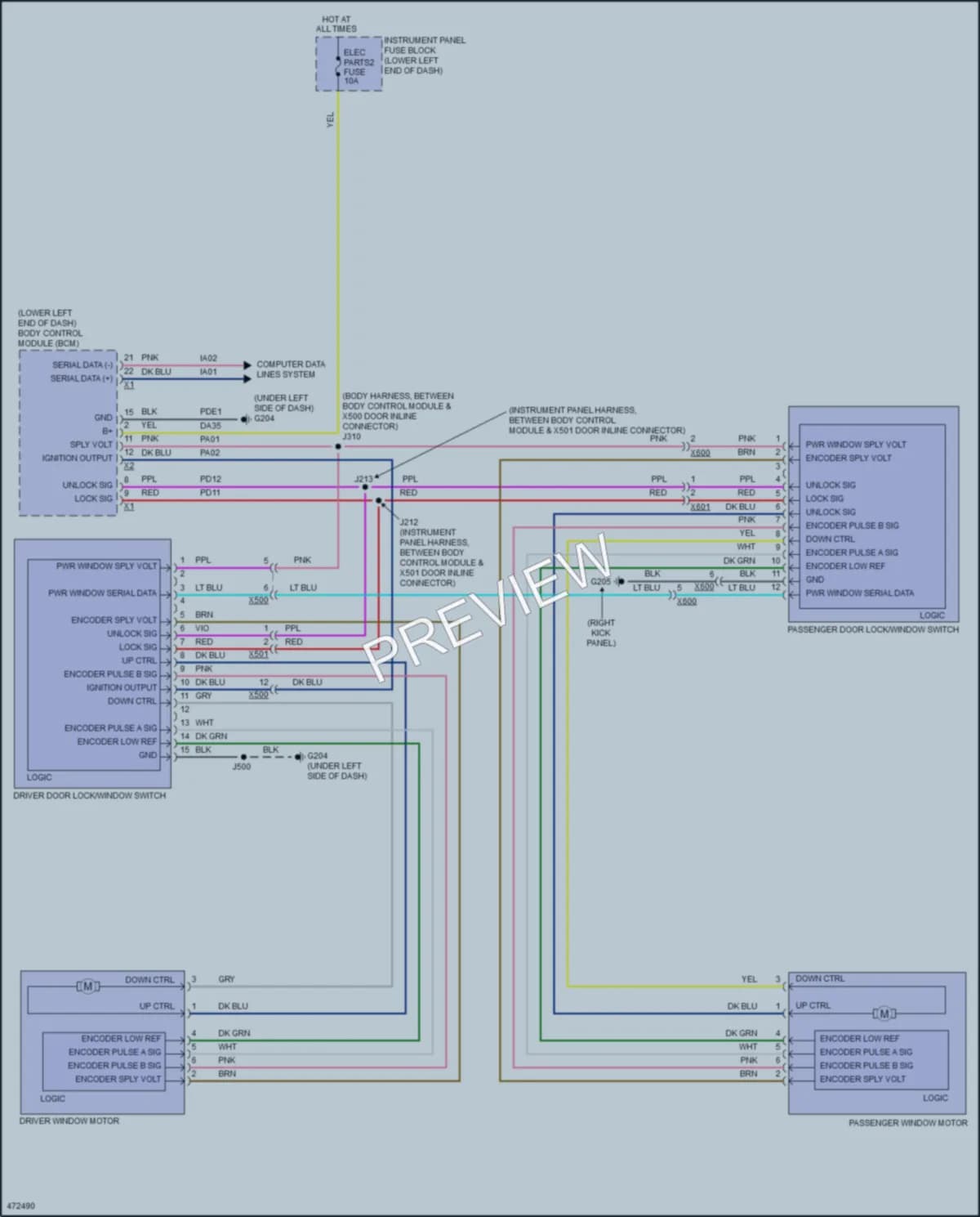 2017 Chevrolet CityExpress Power Windows wiring diagram preview