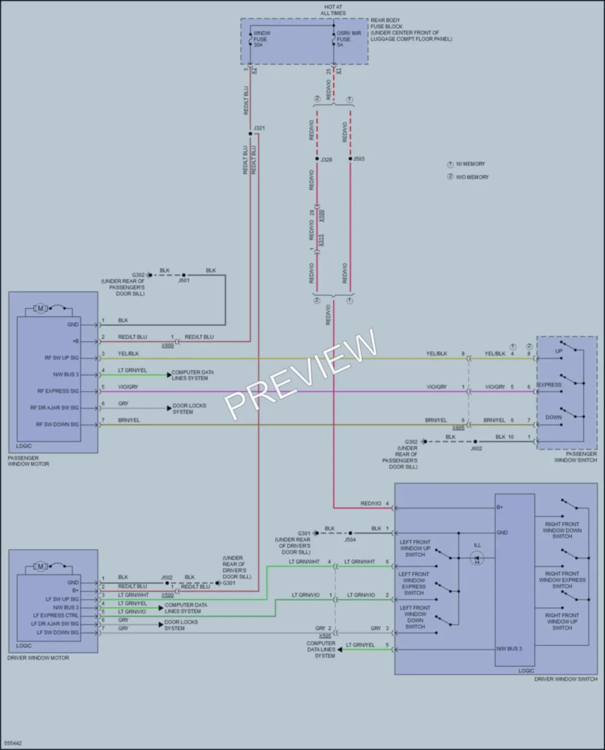 2017 Chevrolet CorvetteGrandSport Power Windows wiring diagram preview