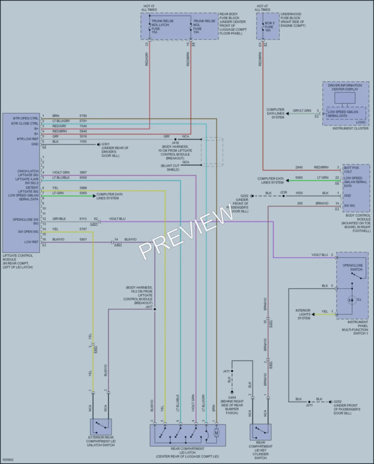 2017 Chevrolet CorvetteGrandSport Trunk Tailgate Fuel Door wiring diagram preview