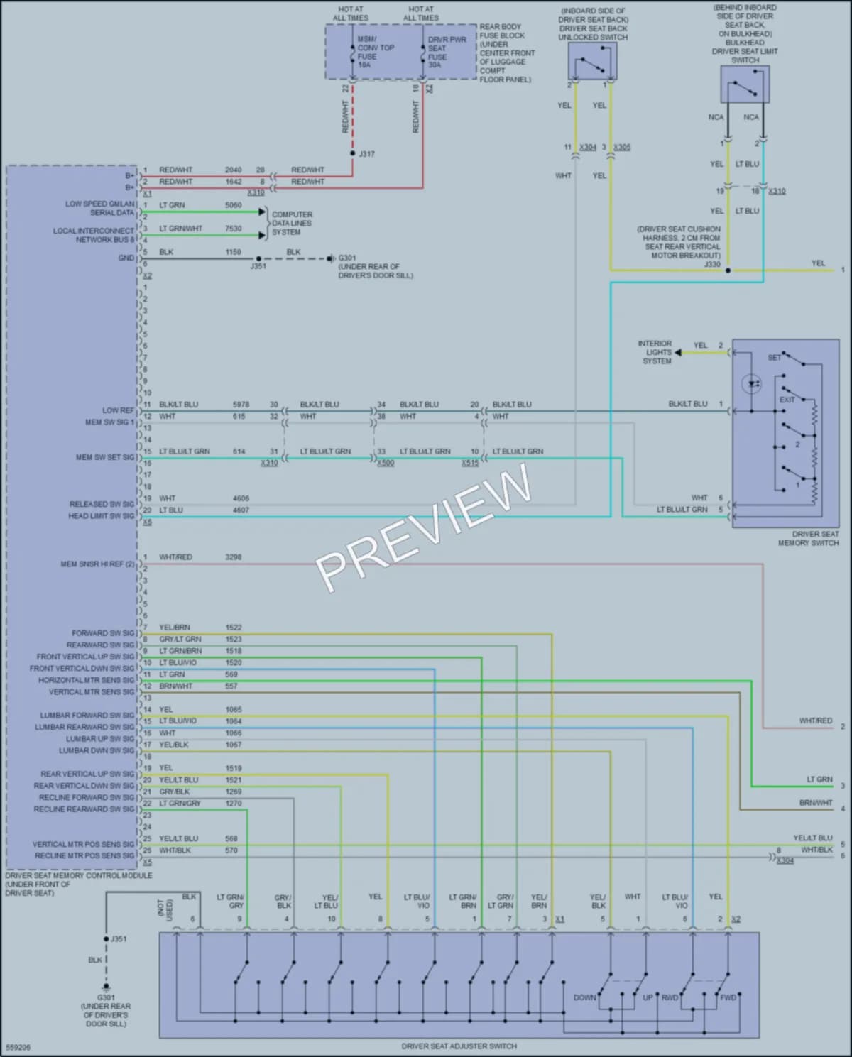 2017 Chevrolet CorvetteZ06 Memory Systems wiring diagram preview