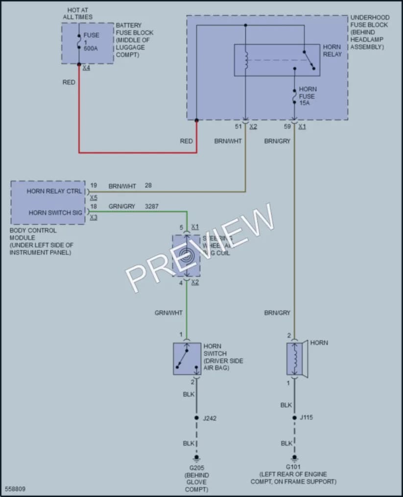 2017 Chevrolet Cruze Horn wiring diagram preview